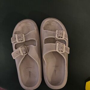 Women's Beige Double-Buckle Sandals